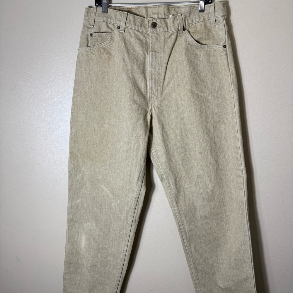 Vintage Levi’s 550 Orange‎ Tab USA Made Jeans 36x34 Fits 36x32 Beige 90s